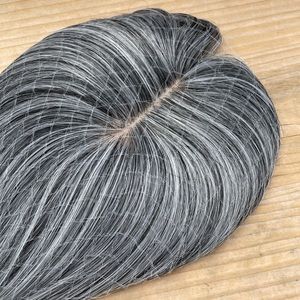 NWT 11” approx salt & pepper grey mix topper straight short w bangs dim silver